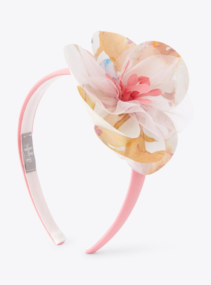 Pink headband with flower - Accessories - Il Gufo