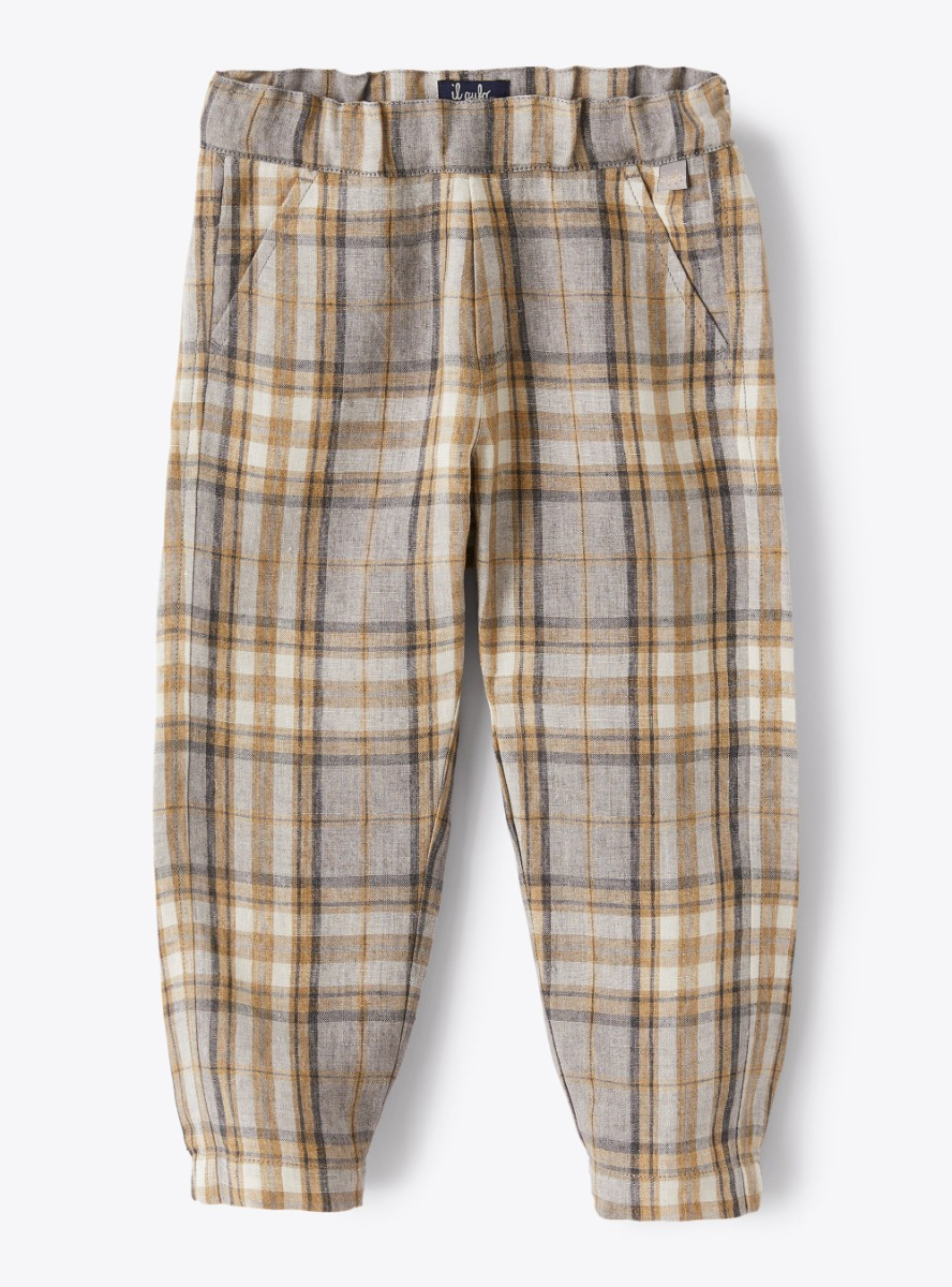 Trousers in madras-patterned linen - Trousers - Il Gufo