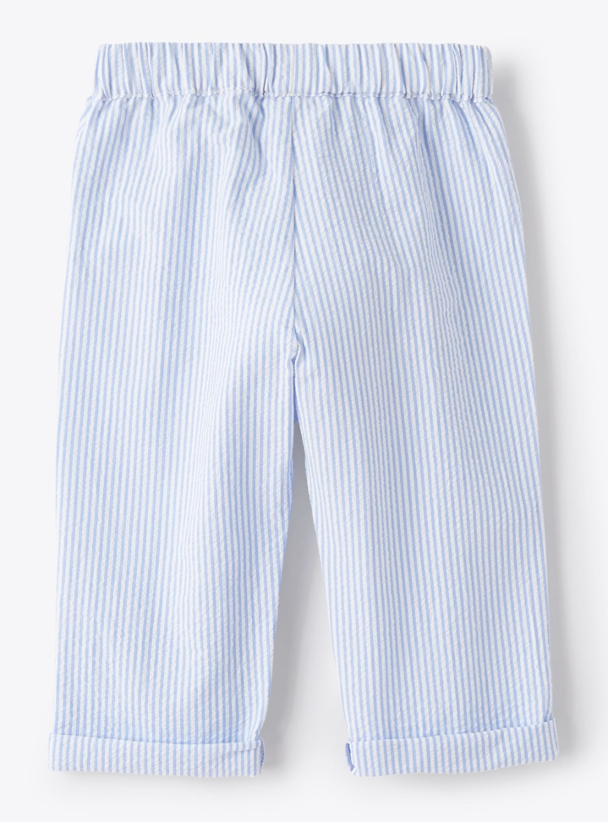 Pantalone in seersucker azzurro - Azzurro | Il Gufo