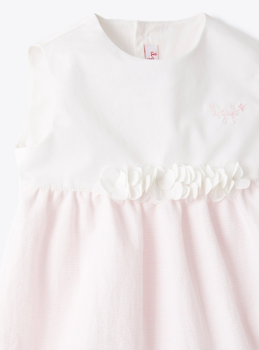 Romper suit in ottoman cotton - White | Il Gufo
