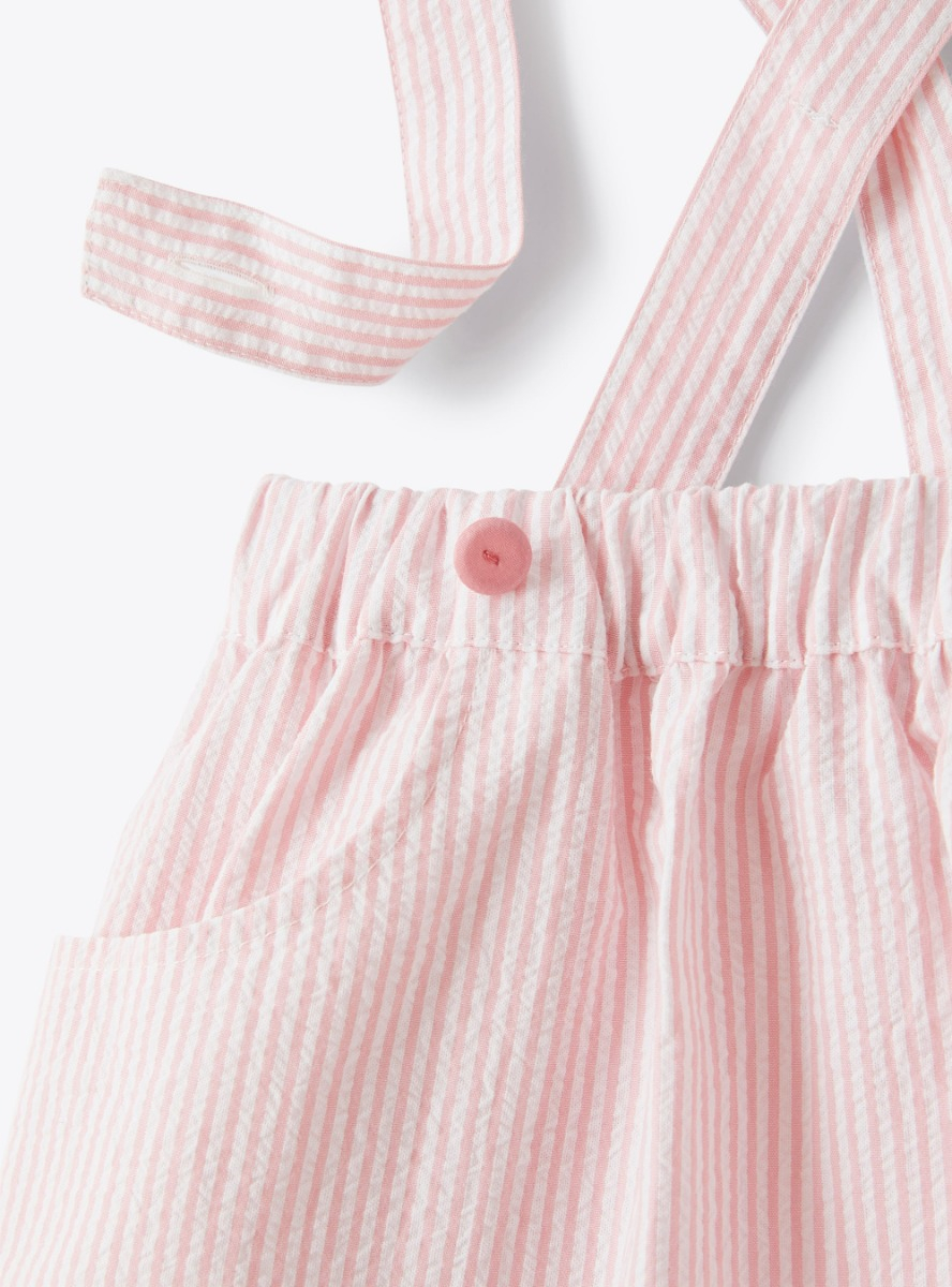 Seersucker dungarees in a pink-stripe pattern - Pink | Il Gufo