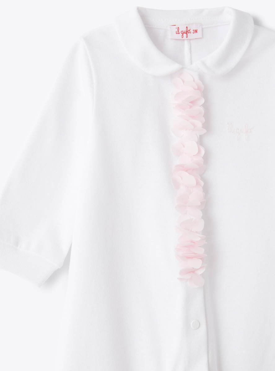 Baby girls’ playsuit with appliquéd petals - White | Il Gufo