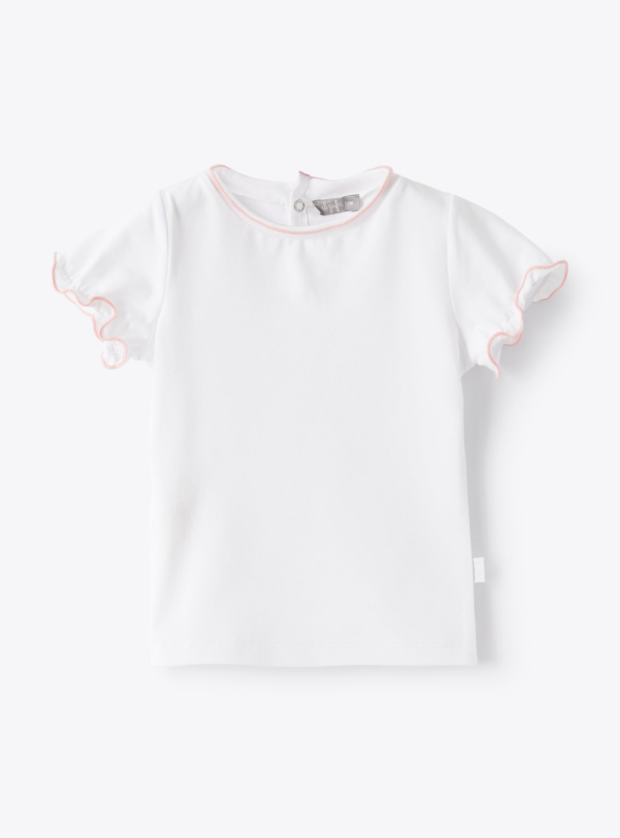 T-shirt in jersey con profilo a contrasto - Bianco | Il Gufo