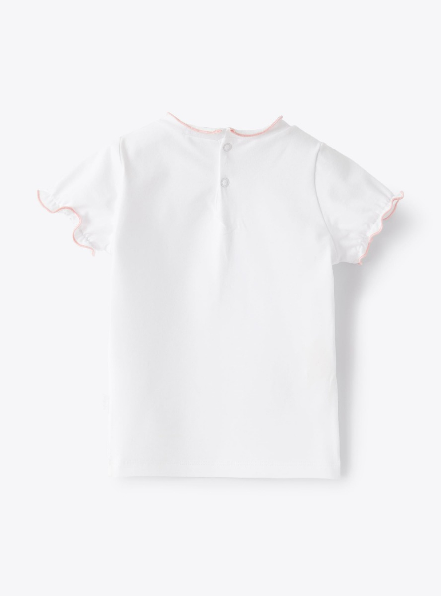 T-shirt in jersey con profilo a contrasto - Bianco | Il Gufo