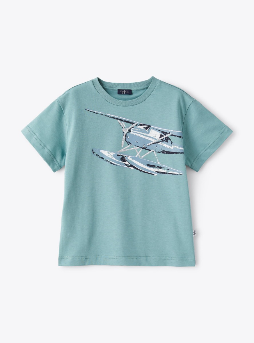 Jersey t-shirt with helicopter print - Green | Il Gufo