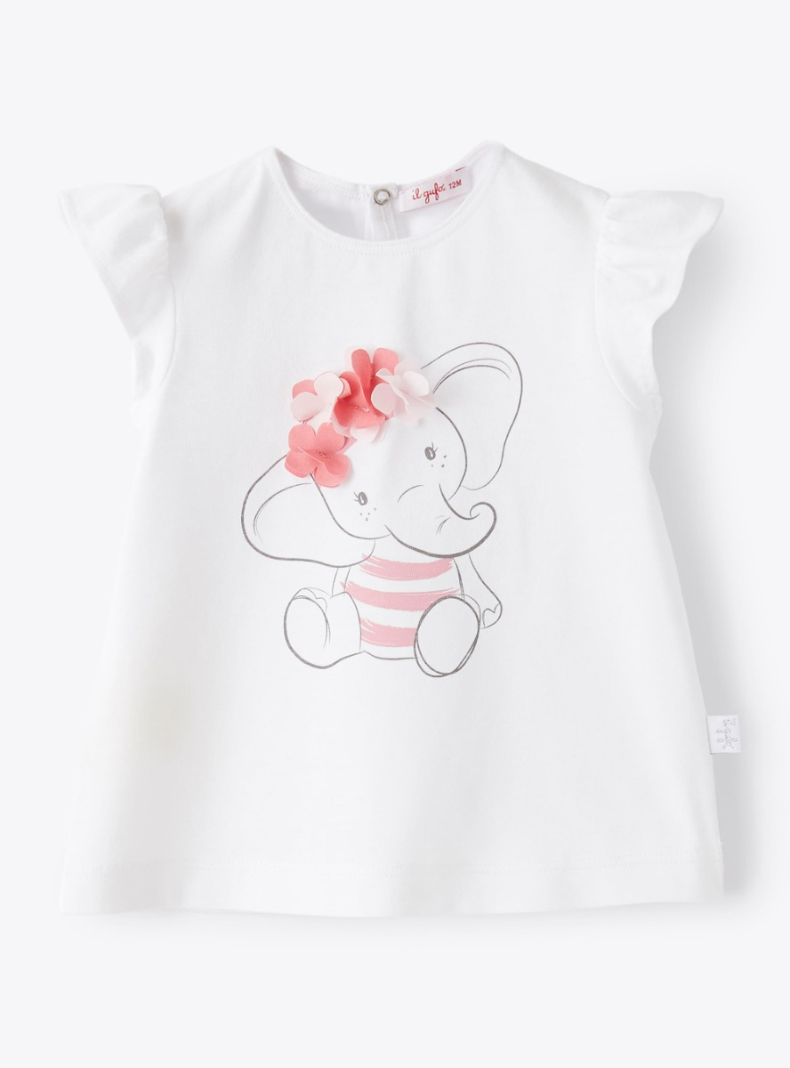 Baby girls’ t-shirt with elephant print - T-shirts - Il Gufo