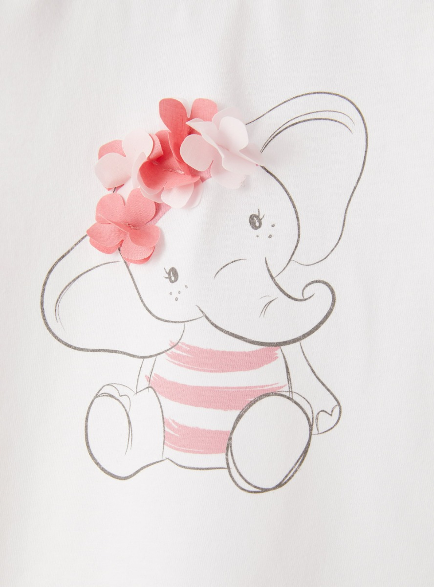 T-shirt pour bébé fille avec imprimé éléphant - Blanc | Il Gufo