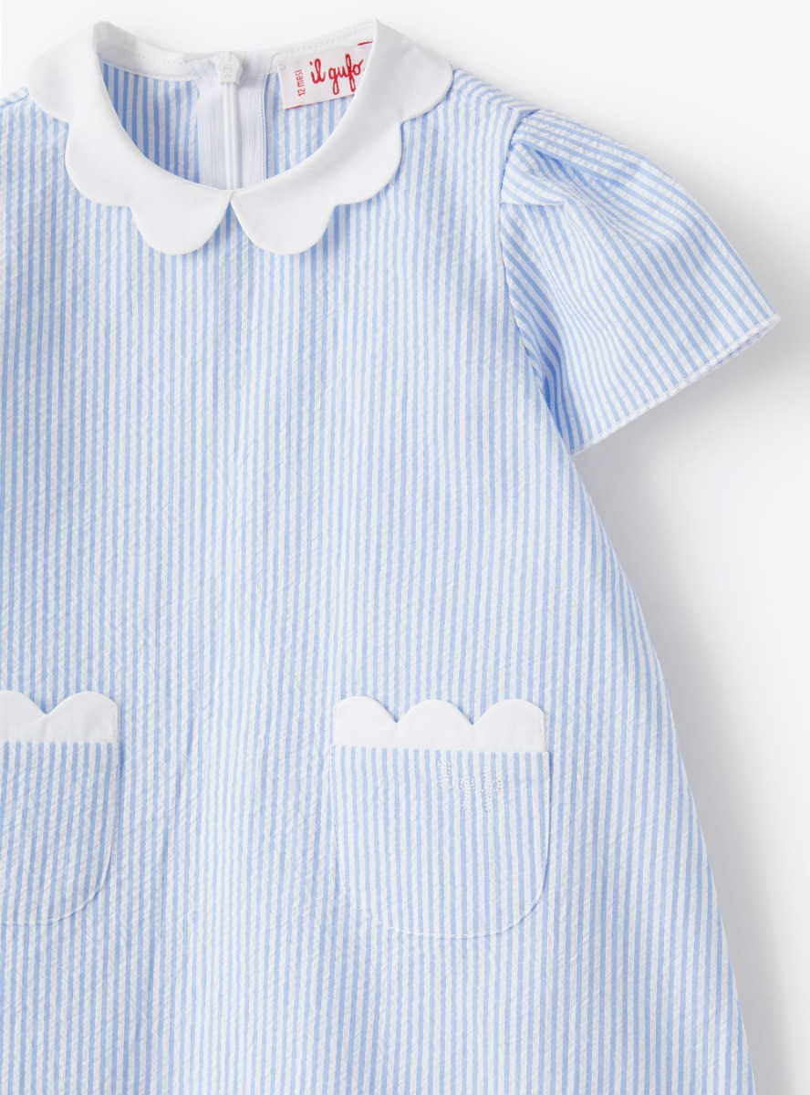 Baby girls’ seersucker dress - Light blue | Il Gufo