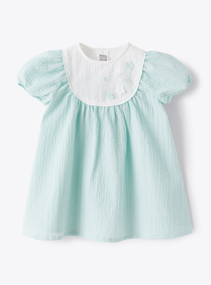 Baby girls’ dress in textured fabric - Green | Il Gufo