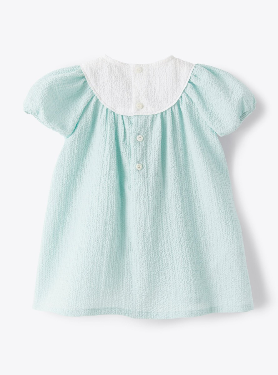 Baby girls’ dress in textured fabric - Green | Il Gufo