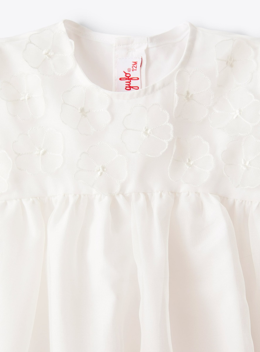 Baby girls’ dress in organza - White | Il Gufo