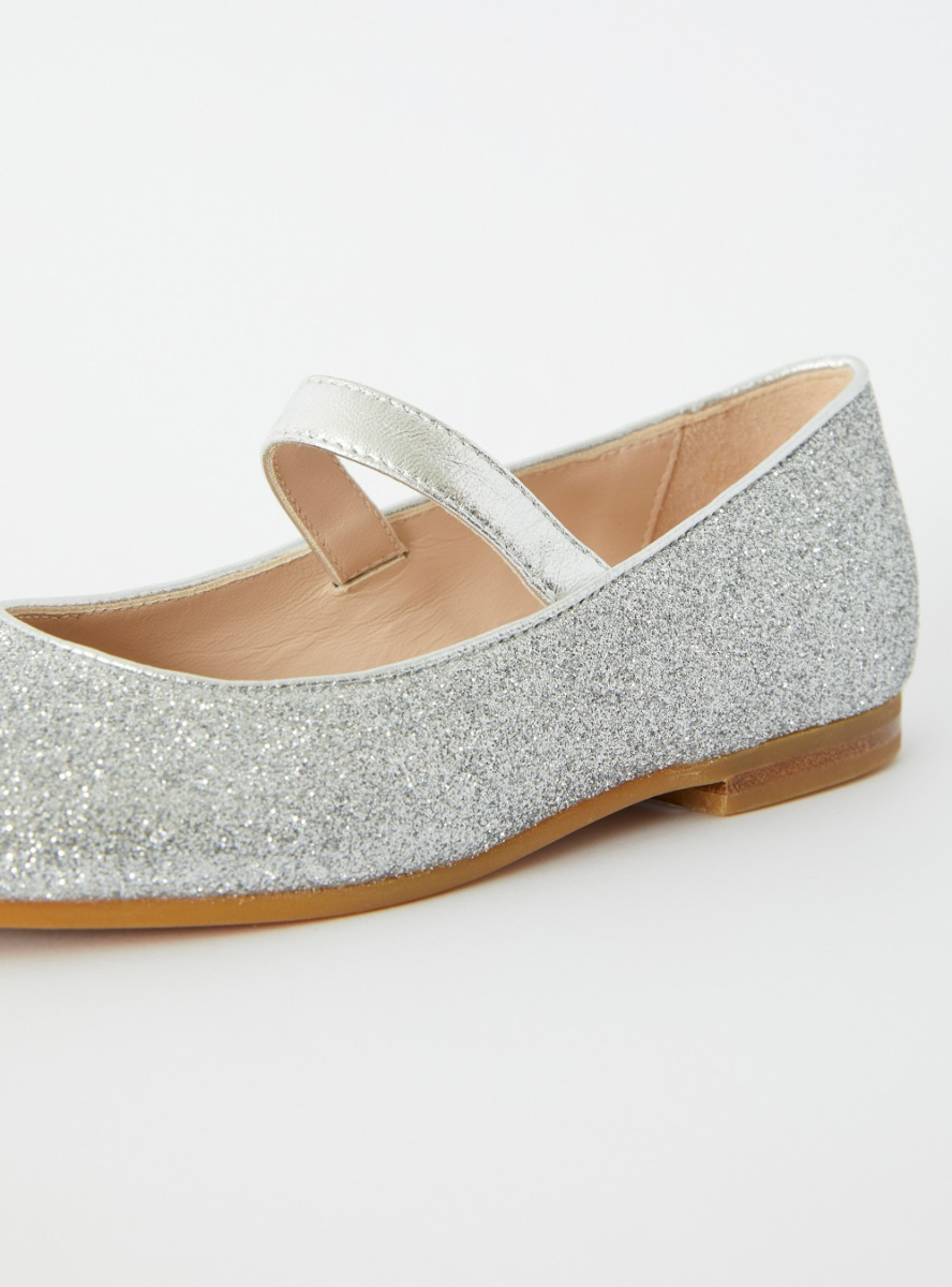 Flat shoes with silver glitter - Grey | Il Gufo
