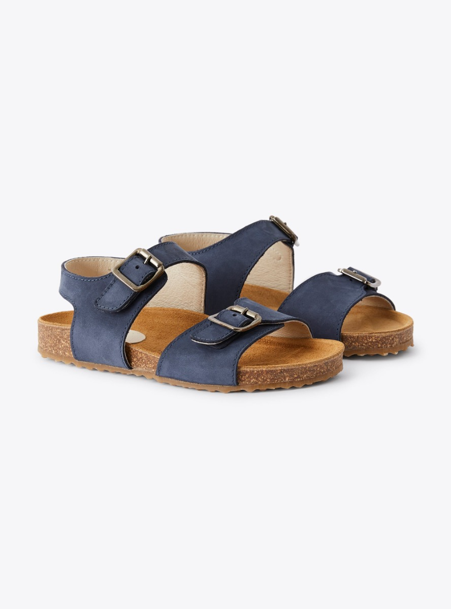 Sandal with straps and buckles in blue - Shoes - Il Gufo