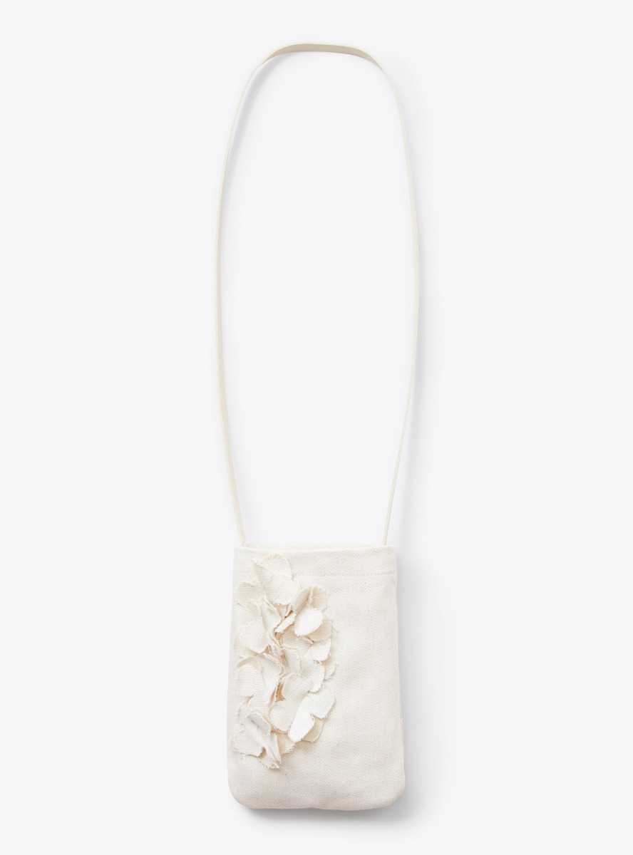 Cell-phone holder with shoulder strap in cotton and linen - Beige | Il Gufo