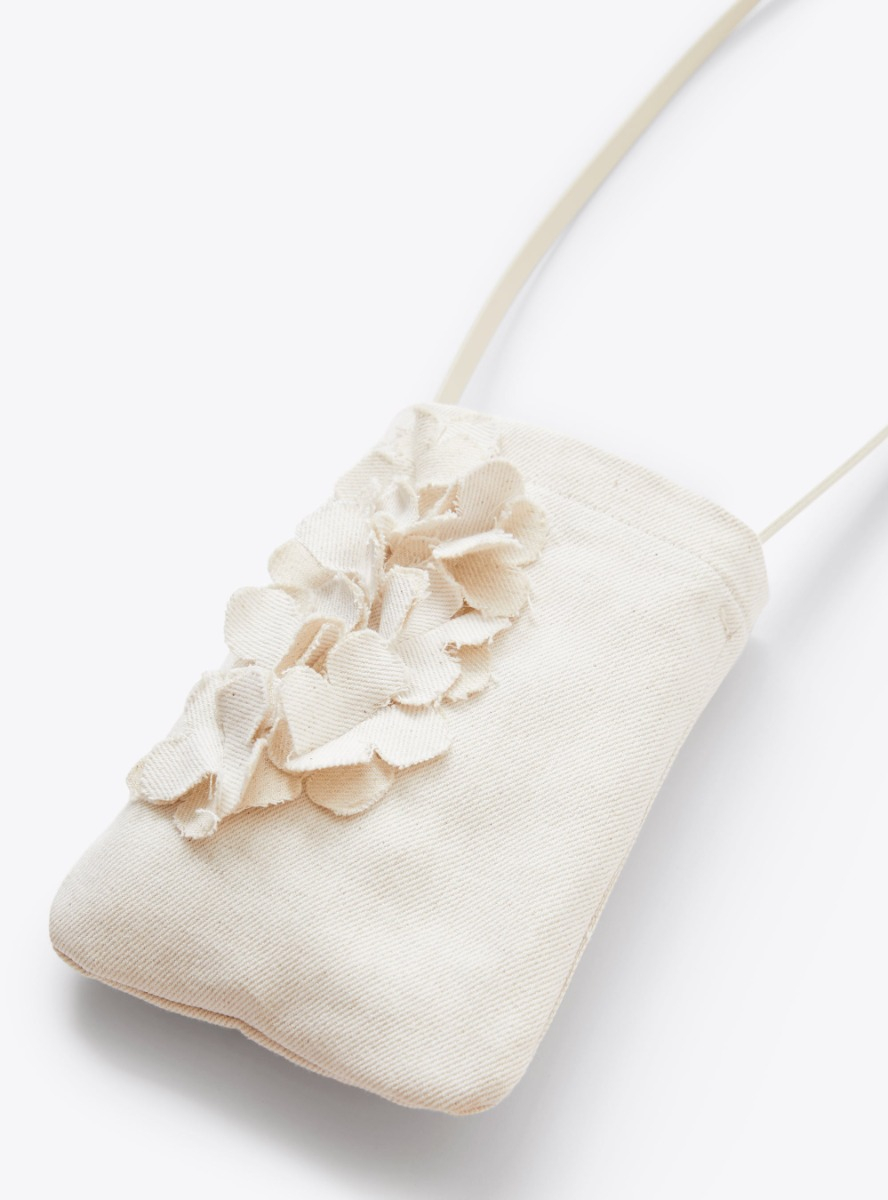 Cell-phone holder with shoulder strap in cotton and linen - Beige | Il Gufo