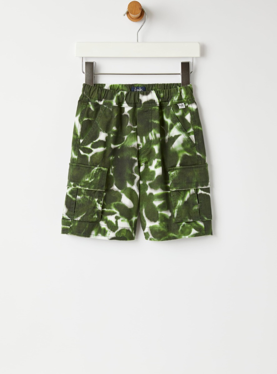 Cargo-style bermuda shorts in a green tie-dye pattern - Trousers - Il Gufo