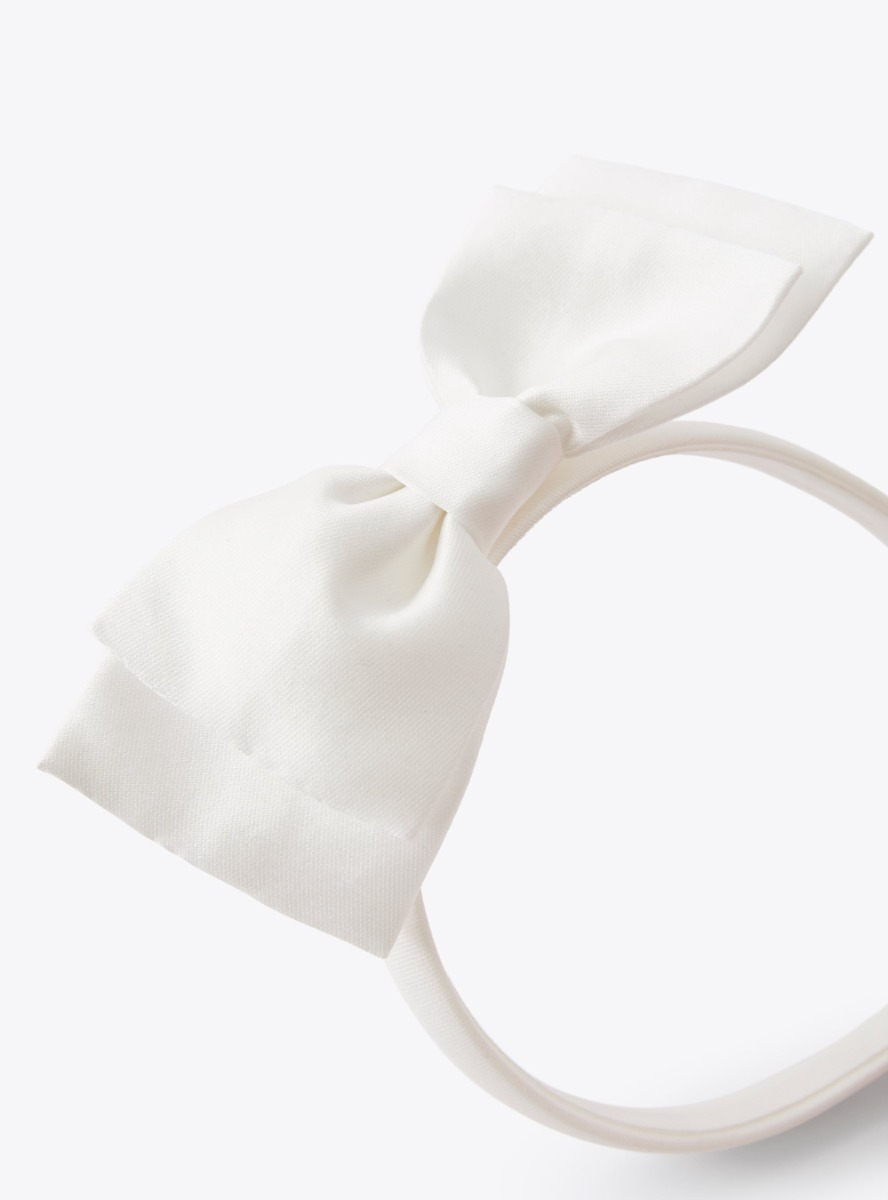 Headband with white maxi bow - White | Il Gufo