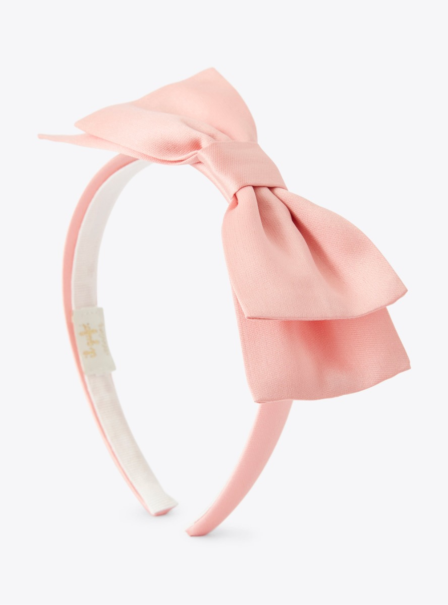 Headband with bow detail in bubblegum-pink mikado - Accessories - Il Gufo
