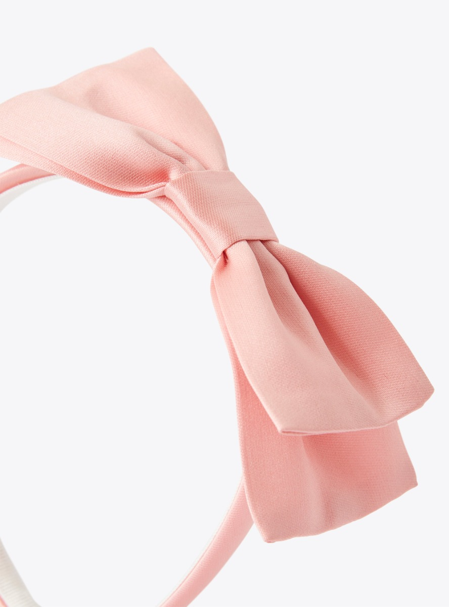 Headband with bow detail in bubblegum-pink mikado - Pink | Il Gufo