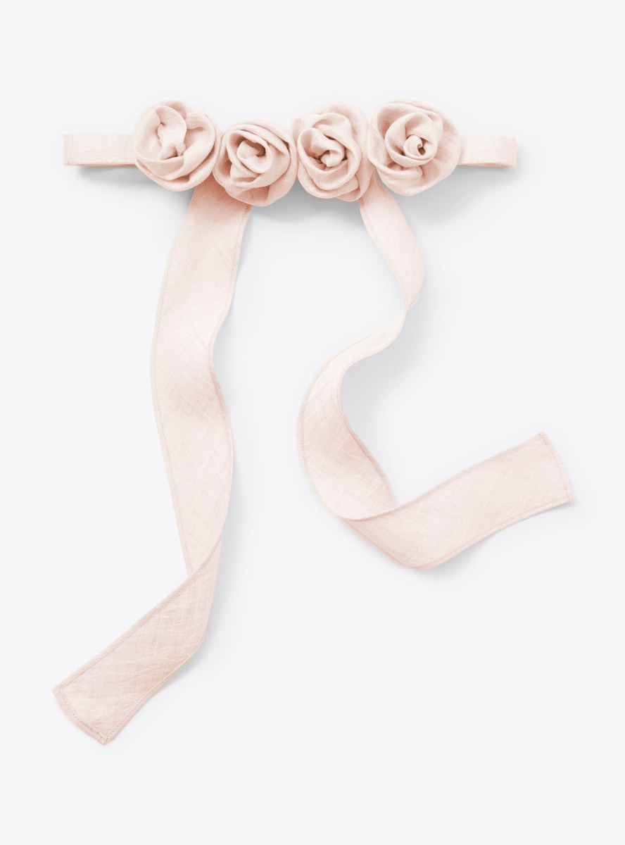 Headband with pretty roses in pink shantung - Accessories - Il Gufo