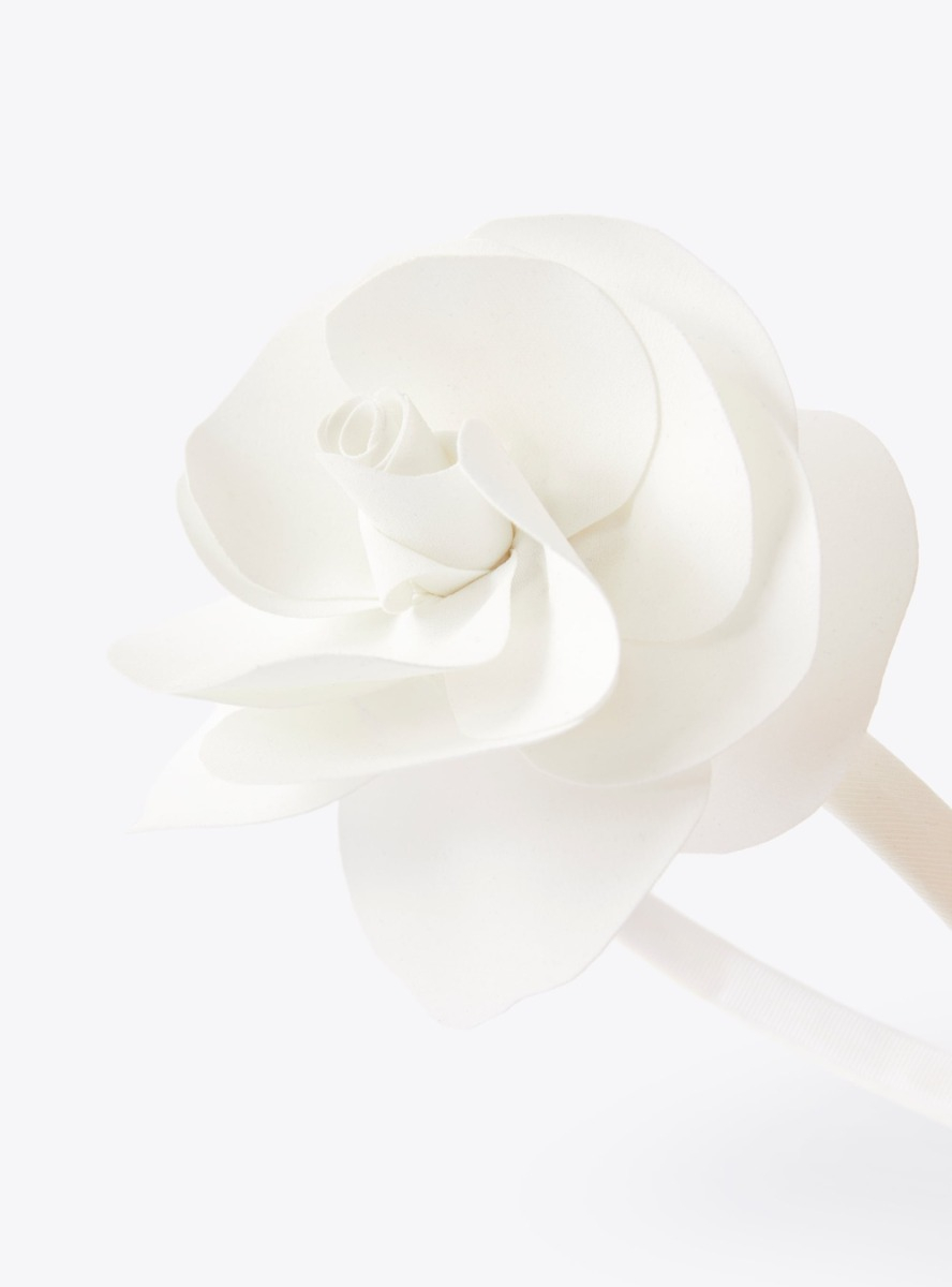 Serre-tête avec fleur en cady - Blanc | Il Gufo