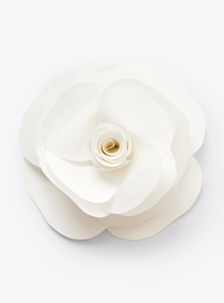 Flower brooch in mikado - White | Il Gufo