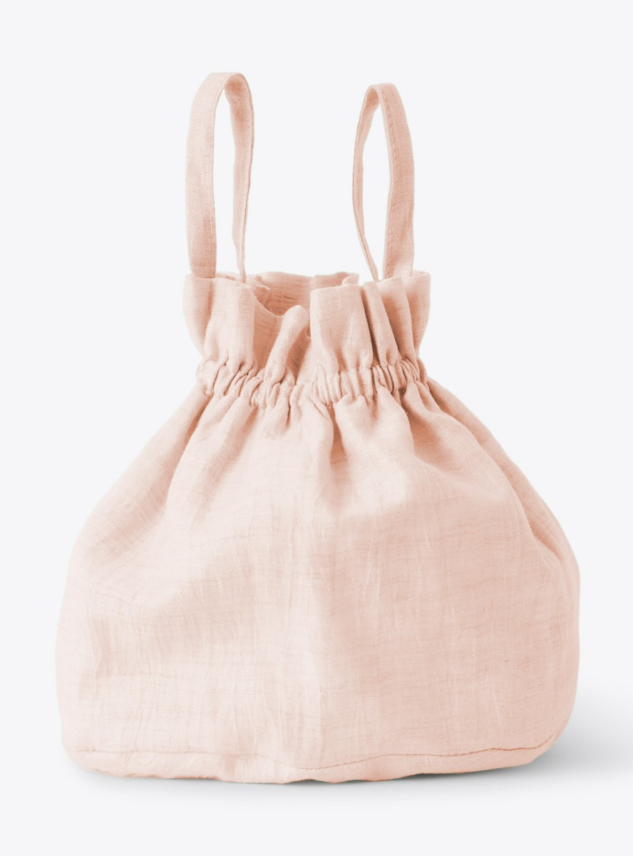 Drawstring bag in pink linen - Pink | Il Gufo