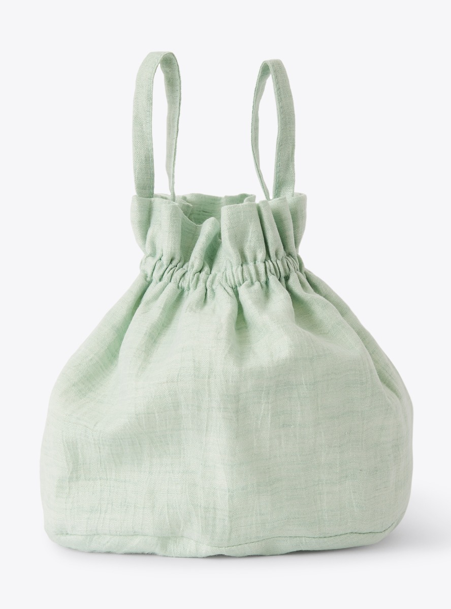 Drawstring bag in light-green linen - Accessories - Il Gufo