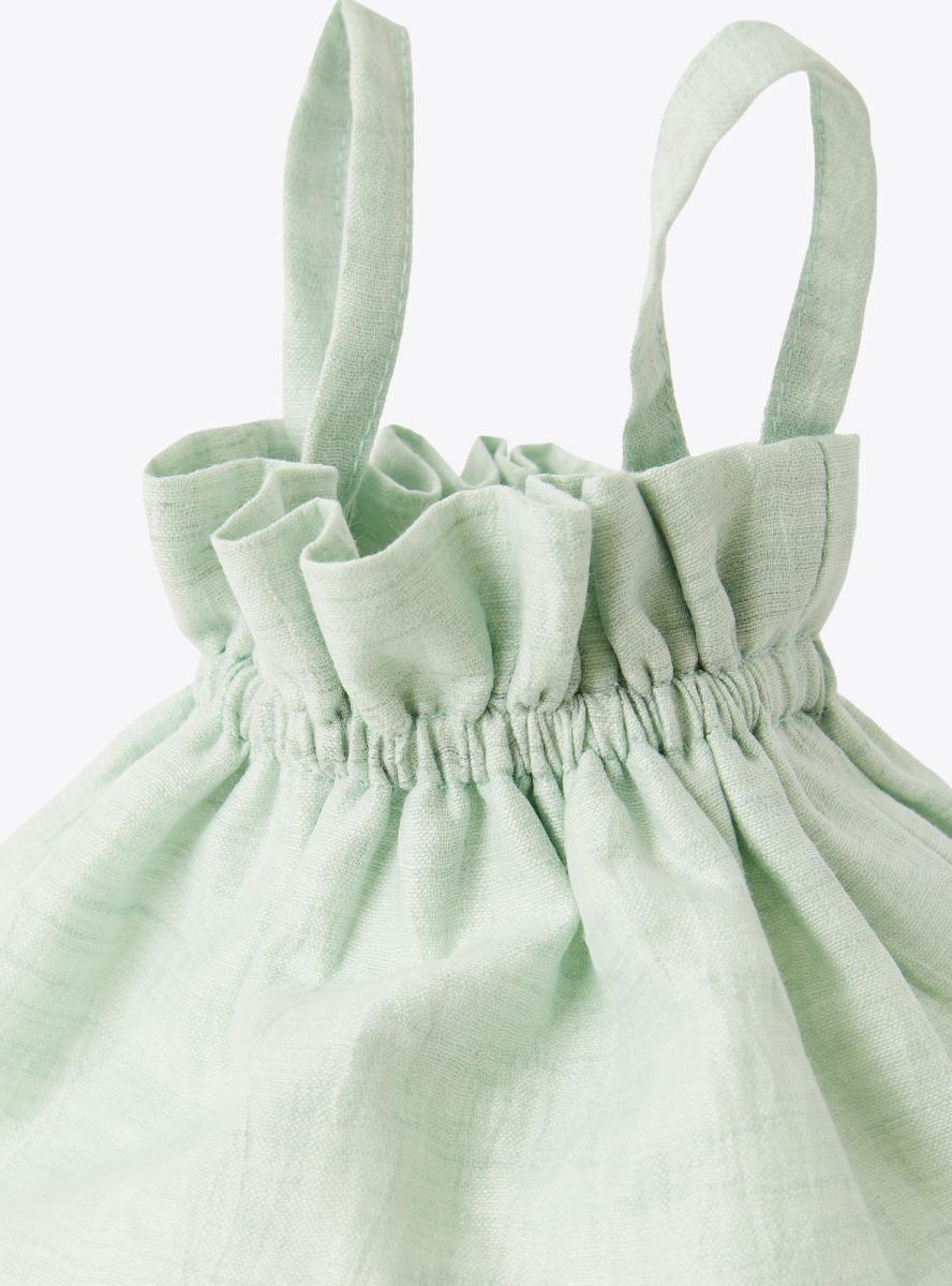 Drawstring bag in light-green linen - Green | Il Gufo