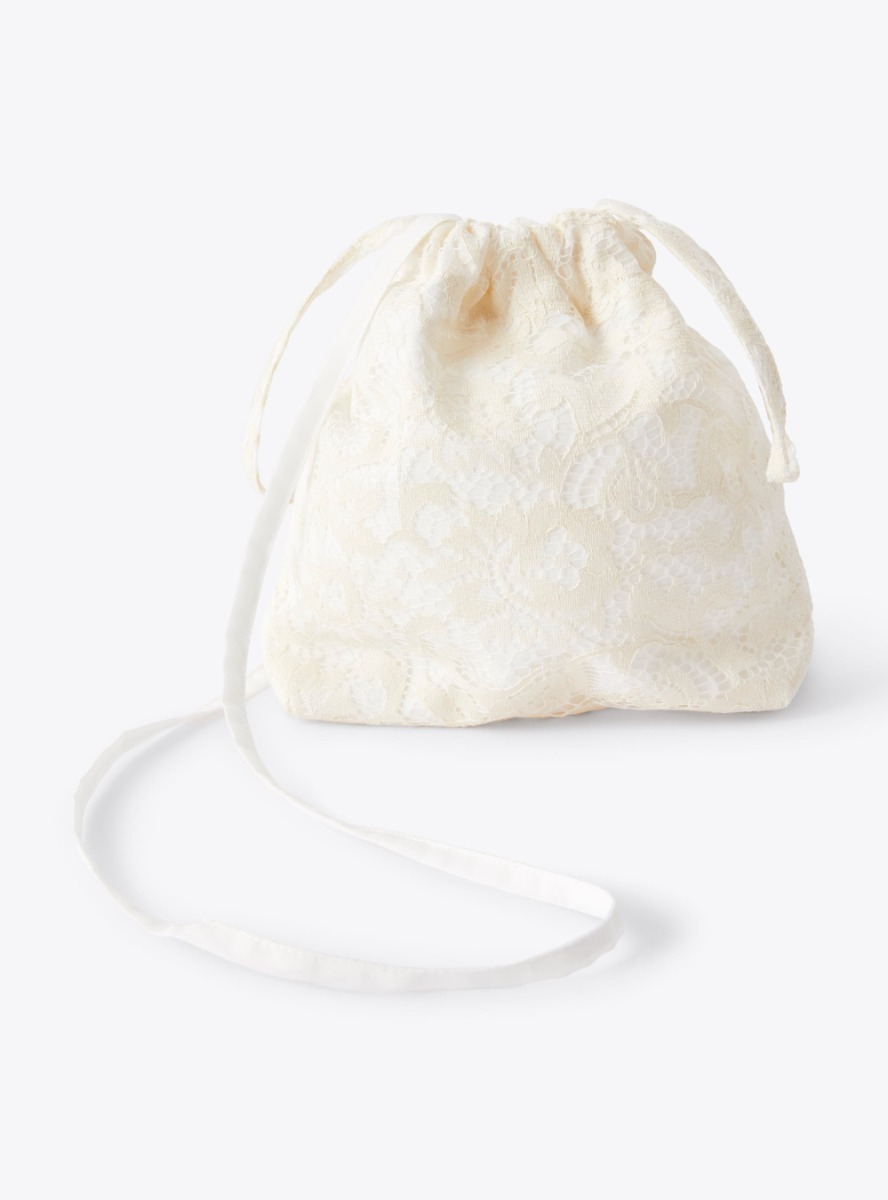 Drawstring bag in lace - White | Il Gufo