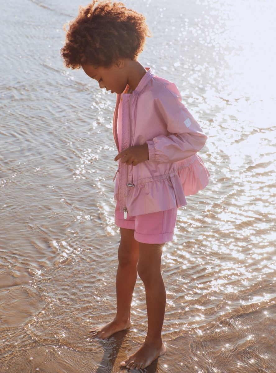 Jacket in pink nylon taffeta - Pink | Il Gufo