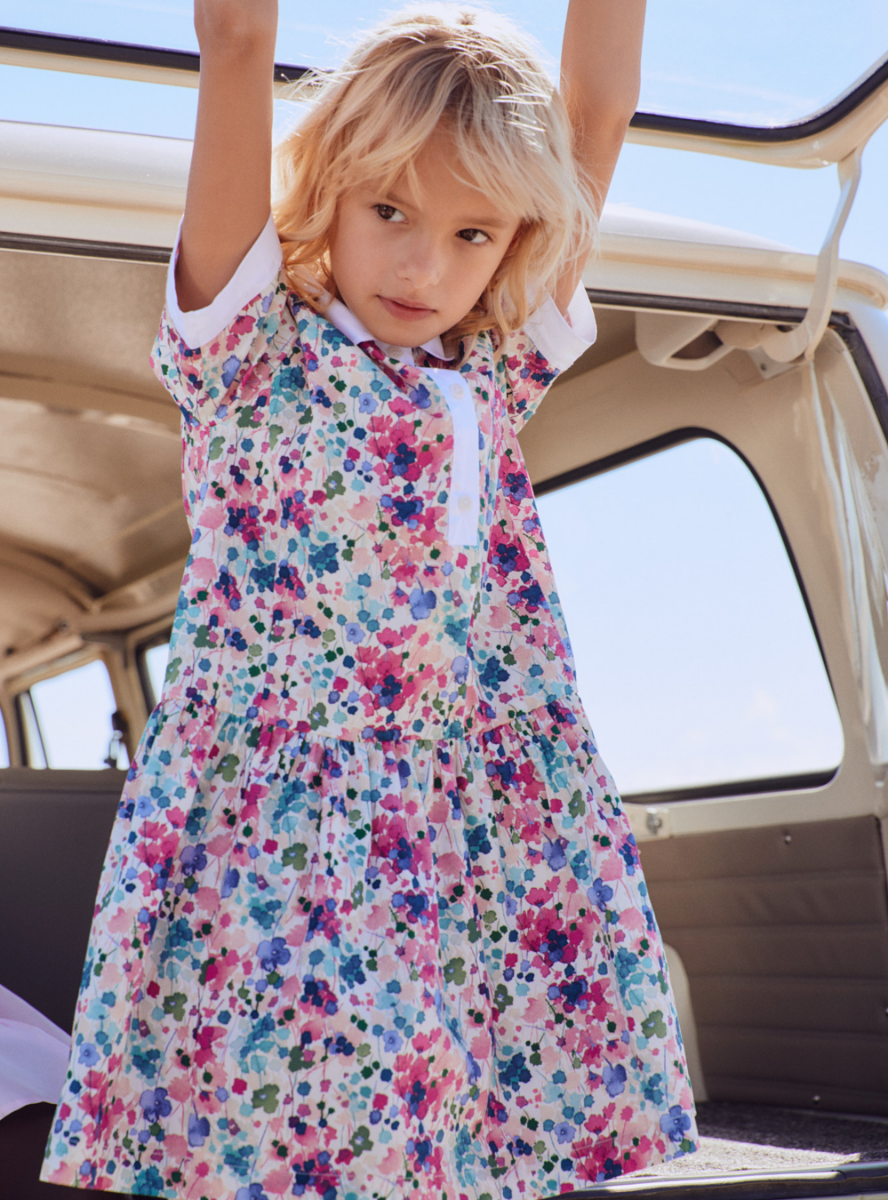 Kleid mit buntem Blumenmuster - Fuchsie | Il Gufo