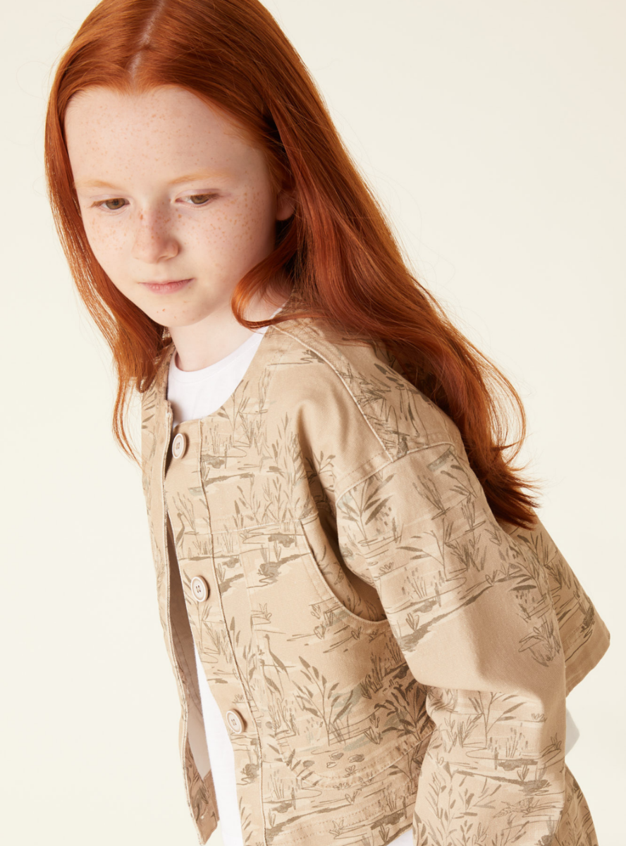 Canvas jacket in an exclusive print - Beige | Il Gufo