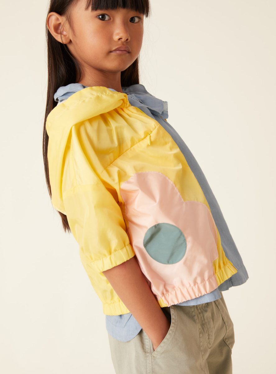 Jacket in nylon taffeta with flowers - Yellow | Il Gufo